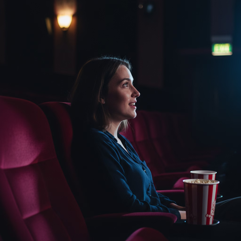 En el cine disfrutando de una peli